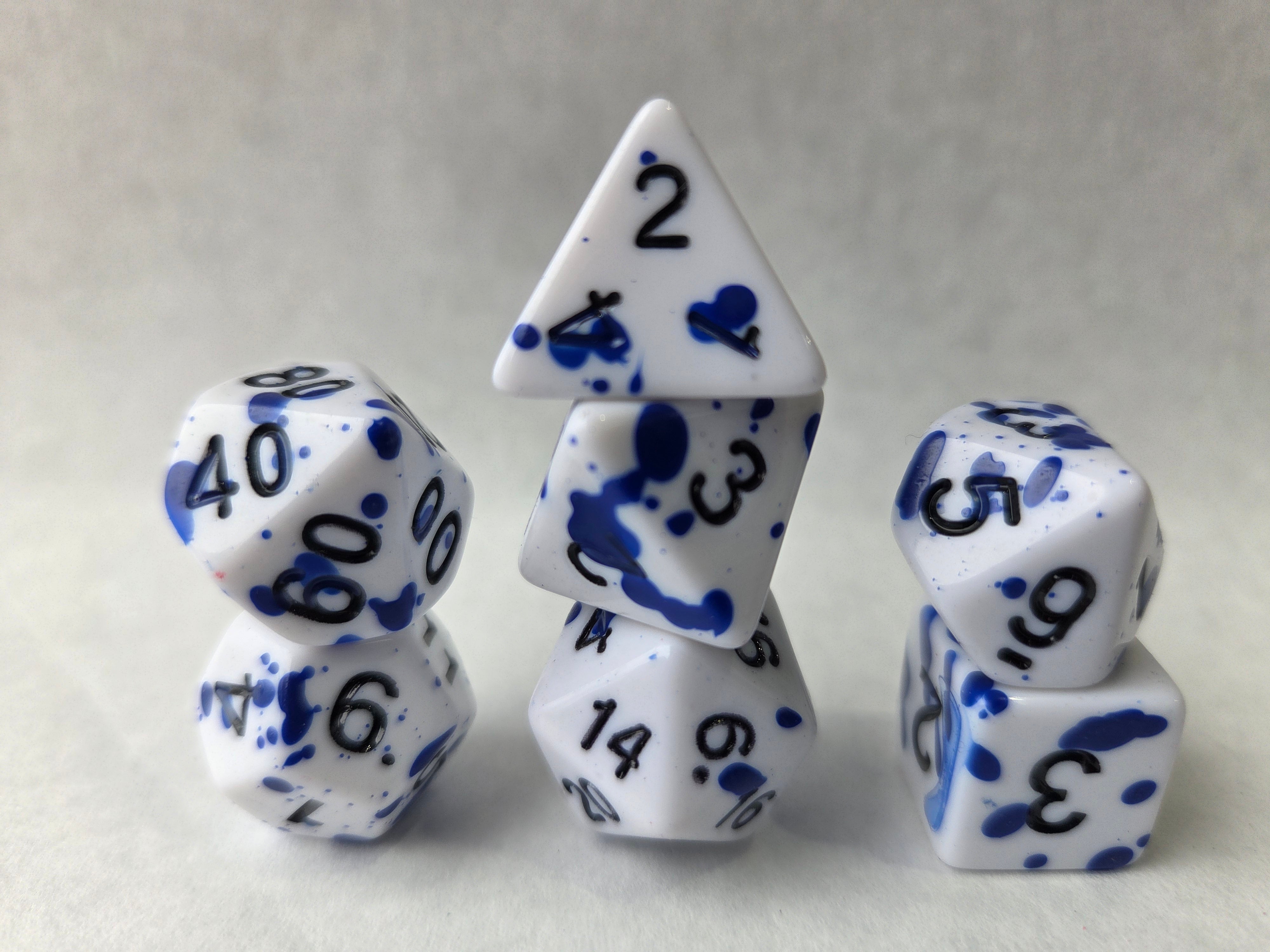 Picasso 7pc Dice Set for TTRPG inked in Black